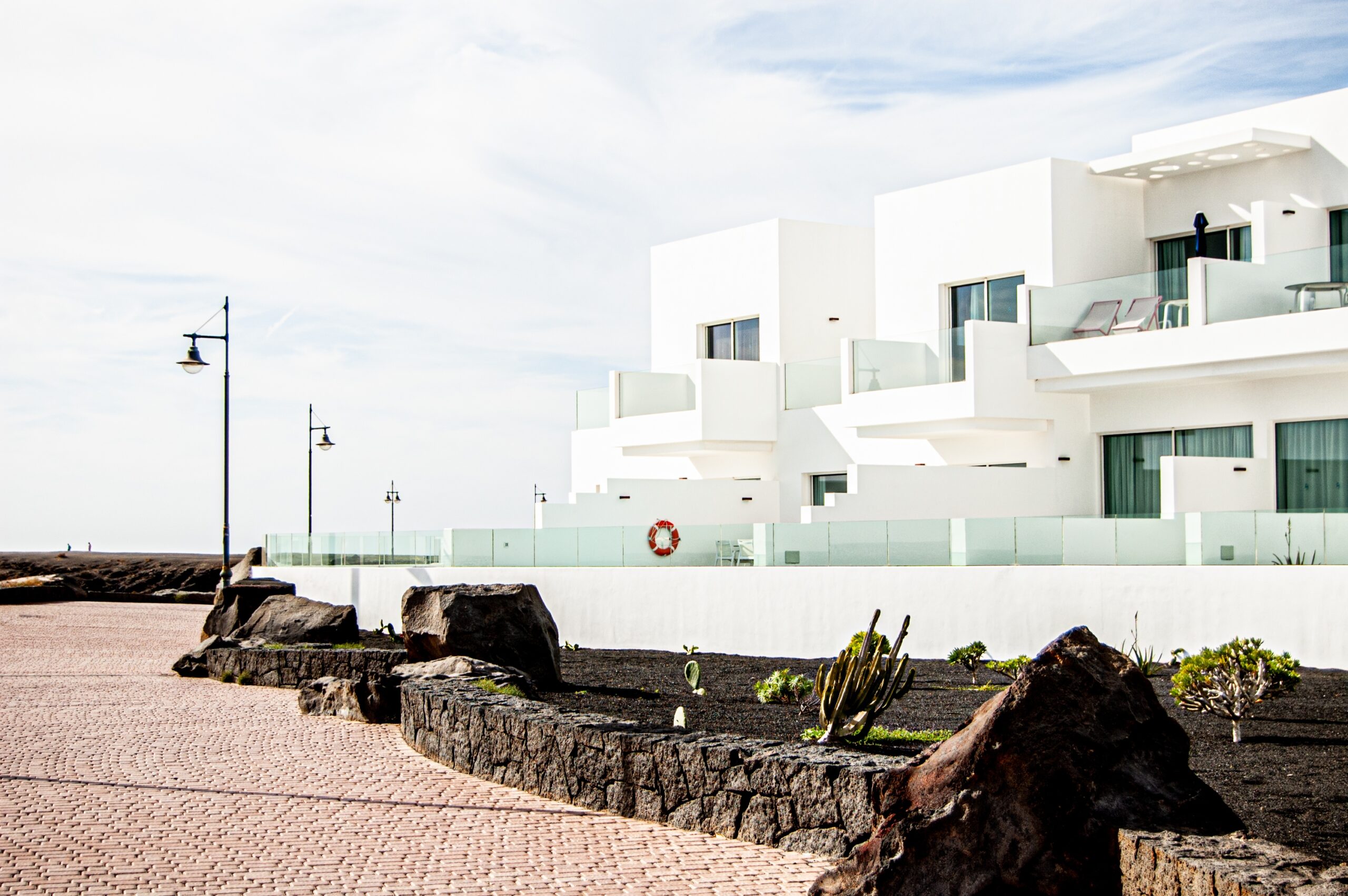 beautiful shot of a resort in lanzarote, spain on a sunny day